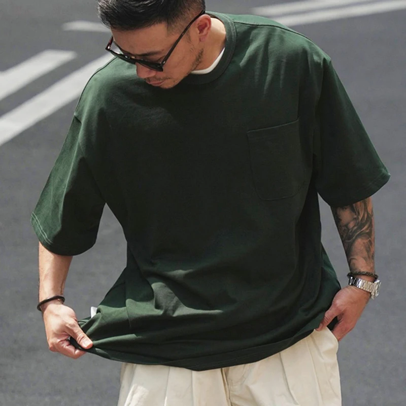 Men T-Shirts 3D Embossed Print Tees Short Sleeve Fashion Oversized T Shirt Clothes Casual Plain Print Pocket T Shirt