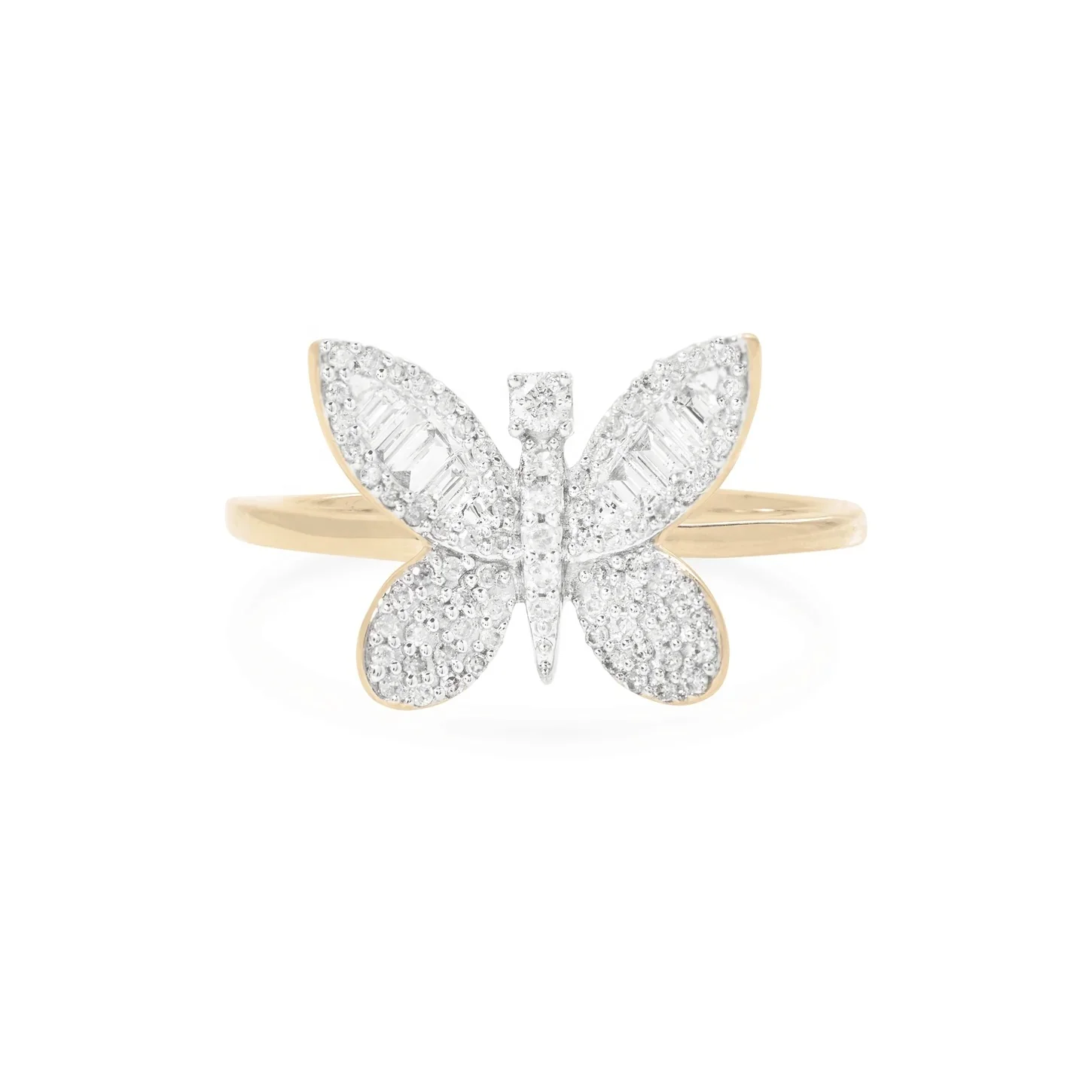 Factory Custom Brass 14K 18K Gold Elegant Large Butterfly Ring for Women Gift