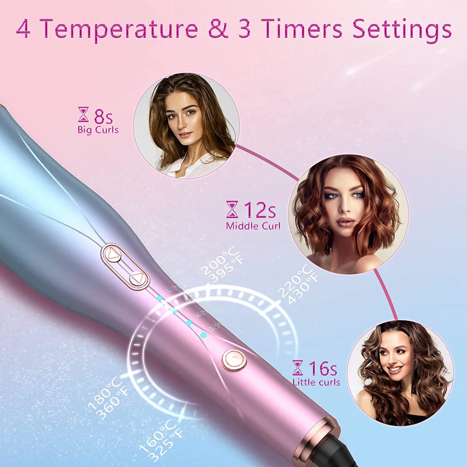 2021 High Quality Auto Hair Curler LED Beauty Professional hair curling iron Rotating Curling Iron Automatic Hair Curler