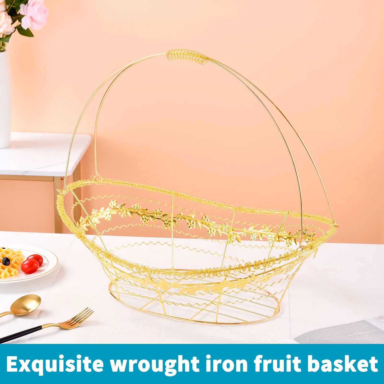New design high-quality gold-plated ingot fashion customization metal golden fruit basket rack