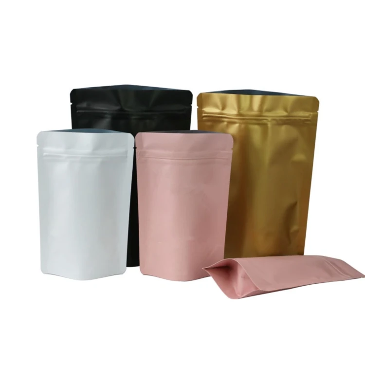 Custom print resealable matte black pink aluminum foil zip lock  sealed stand up zipper pouch bag for food package