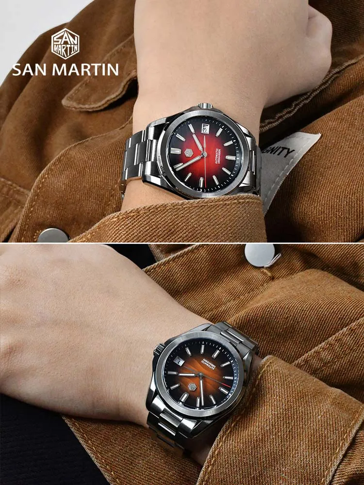 San Martin SN0129 New Gada Watch 39mm Desert Texture Men Dress Watch NH35 Automatic Mechanical Sapphire Waterproof Luminous