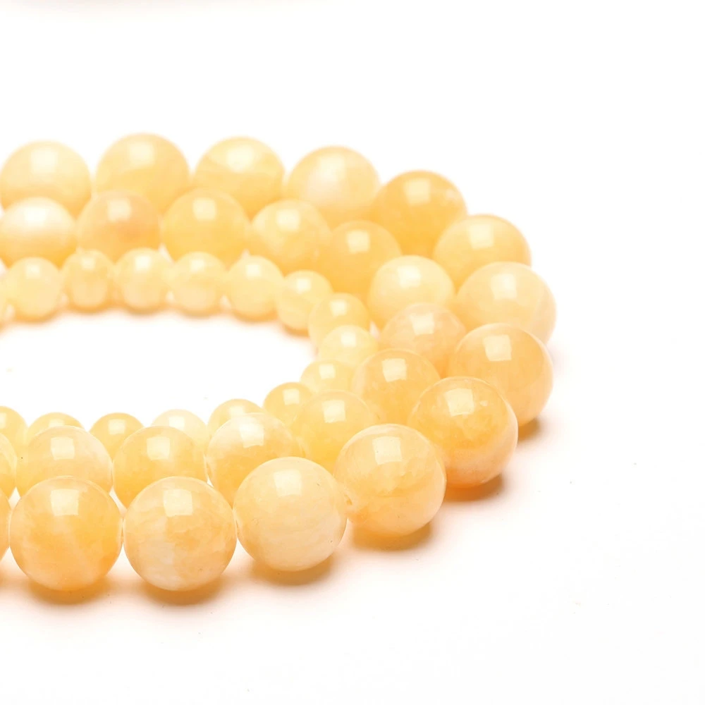 12mm Natural Jade Stone Polished Loose Round Matte Faceted Beads Yellow Jade for DIY Jewelry Making