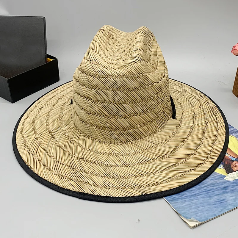 Unisex Custom Lifeguard Surf Hat Sun Beach Design Straw With Custom Logo for Adults Sombreros De Paja