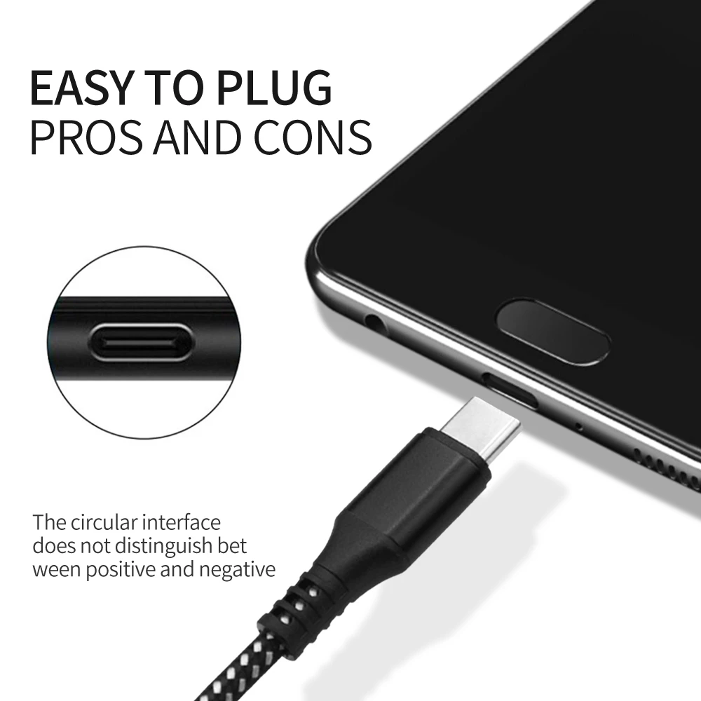 USB C Cable Fast Charging USB Type C to USB A Nylon Braided Charge cable Compatible with phone Samsung Galaxy S10 S9 S8 Plus