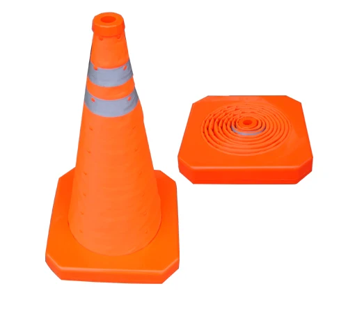 Hot Selling Small Size 30CM Height with Top LED Warning Light PP Base Folding Traffic Cone for Pavement Security