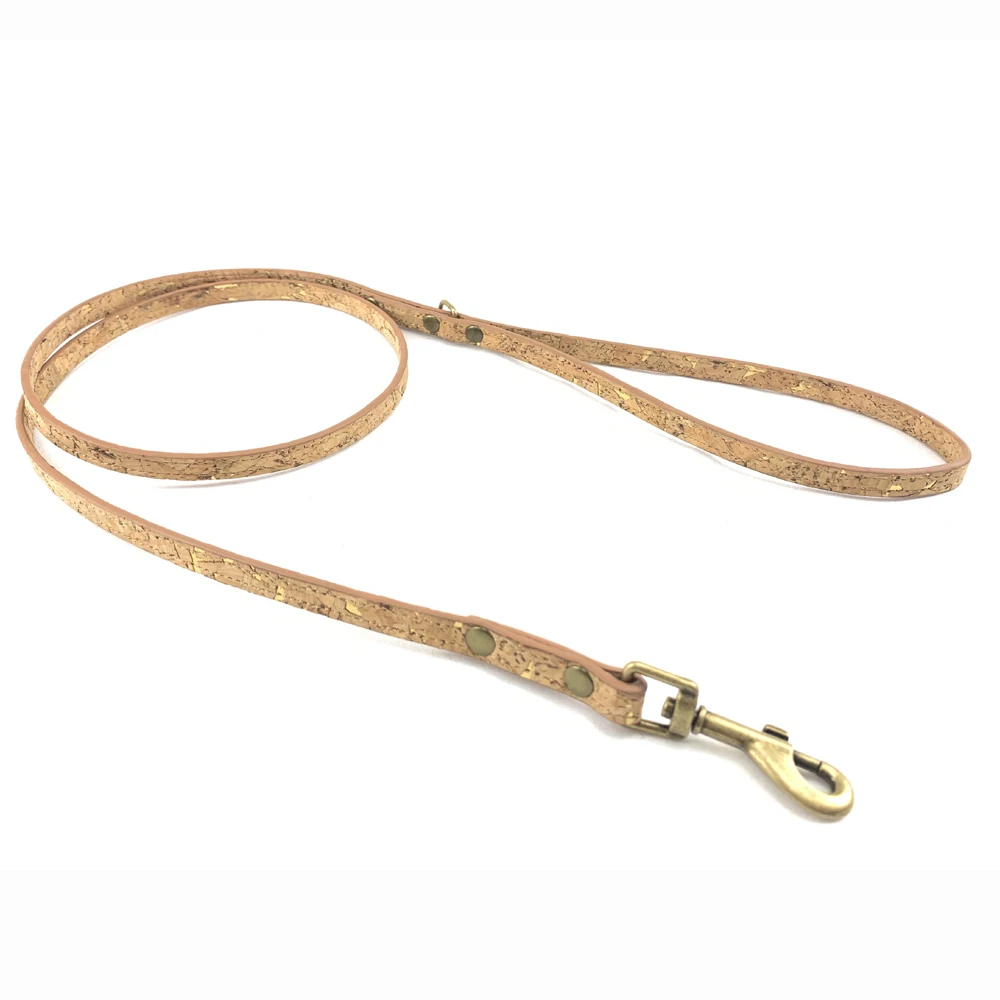 Wholesale Manufacturer Cork Pet Dog Collar Leash Set Hardware Gold Flex Natural Eco Friendly with Brass Training Running