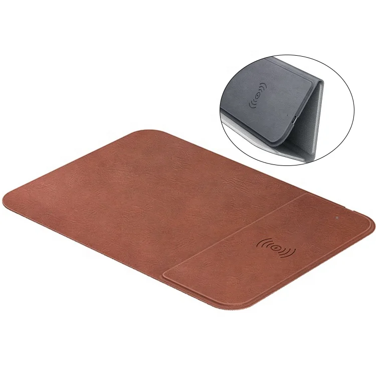 2 In 1 New Product 15w 10w 7.5w 5w 2 In 1 Fast Charging Gaming Pu Foldable Mouse Pad Wireless Charger For HUAWEI IPhone SUMSUNG