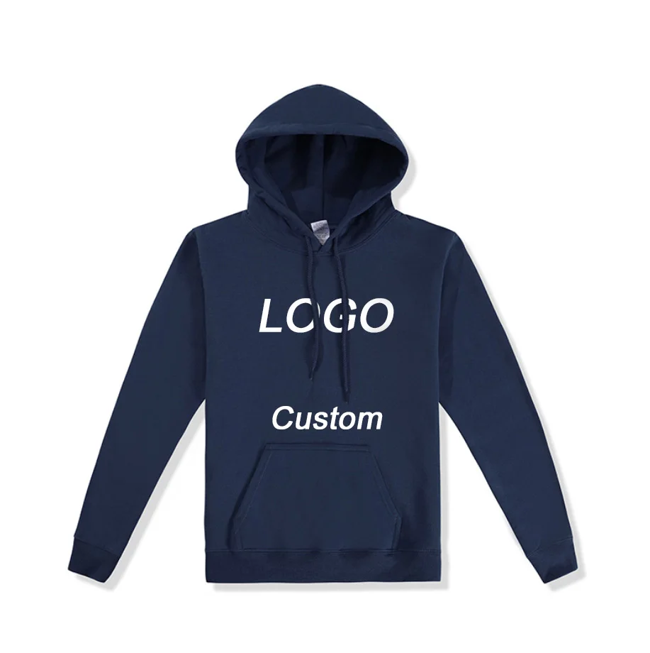 hot sale wholesale blank high quality men plain hoodies unisex navy blue hoodies