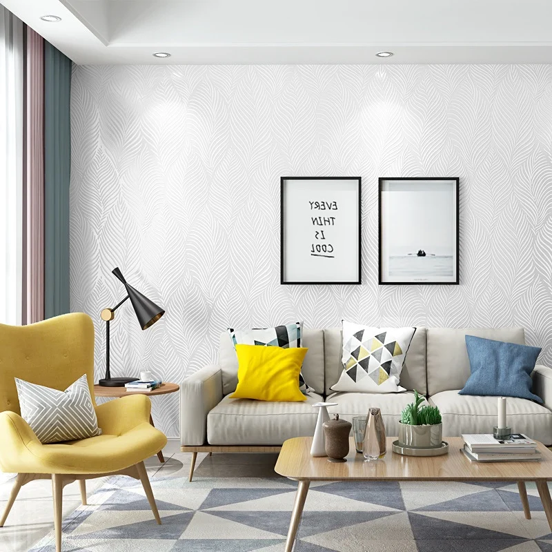 Factory Price 3D Wall Panels Textured Solid Color Modern Minimalist Feather Wallpaper For Living Room Bathroom