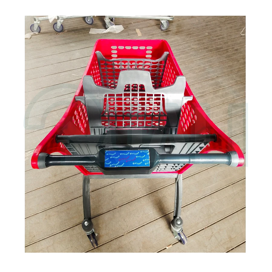 Quali High Durability All Plastic Shopping Cart Heavy Duty Supermarket 180 Liter Trolley Cart