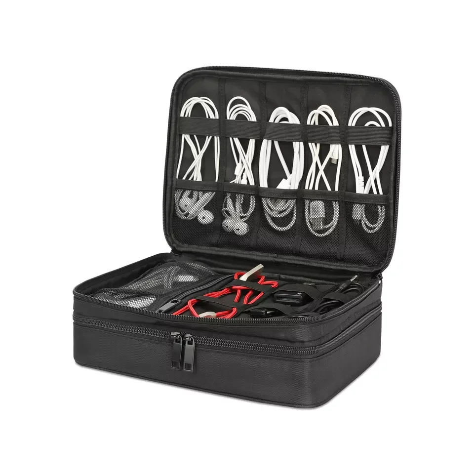 Double Layer Organizer Waterproof Cable Carry Bag Electronic Accessories Case Storage Bags