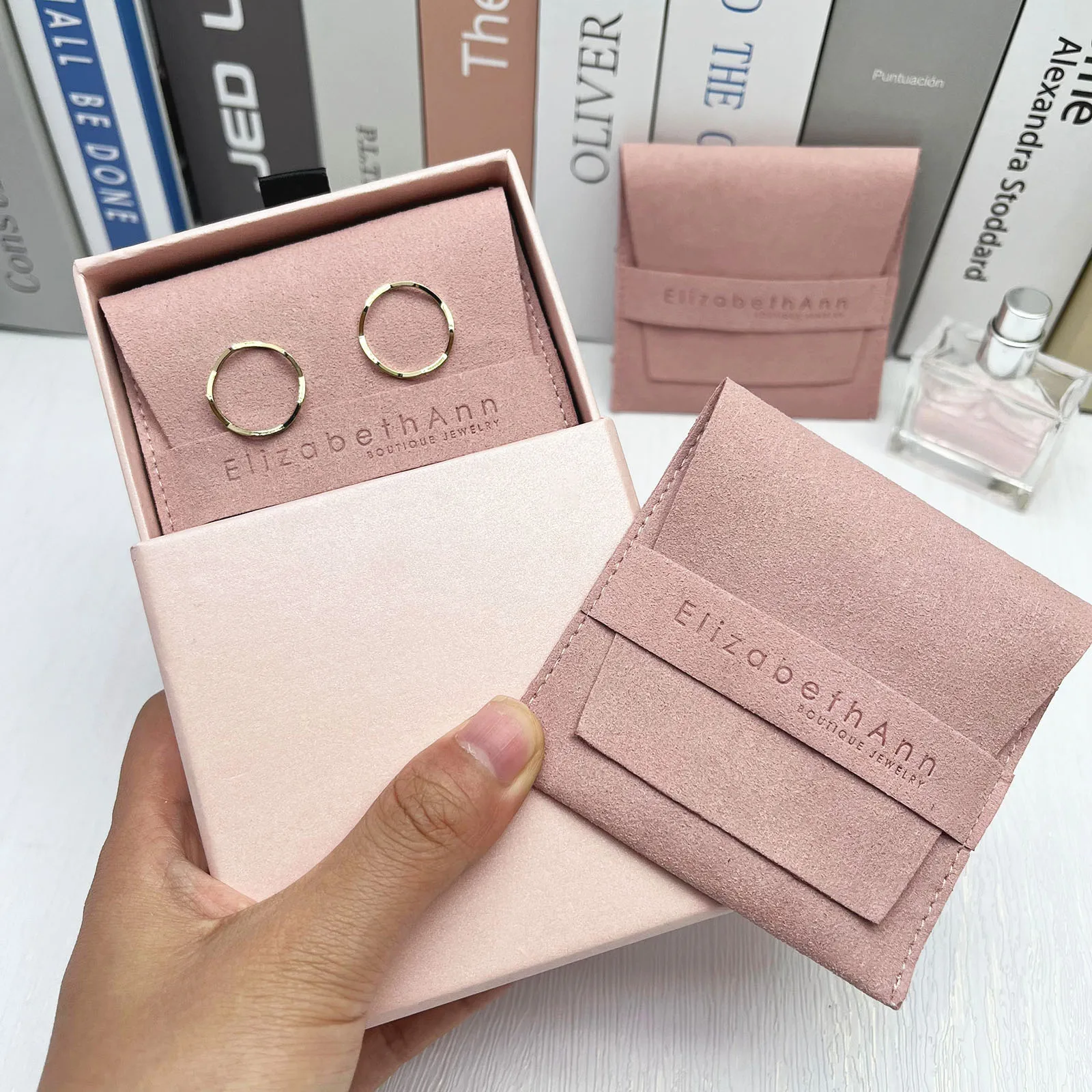 Eco Custom Logo Velvet Suede Microfiber For With Jewellery  Insert Packaging Earring Display Cards Gift Bag Jewelry Pouch