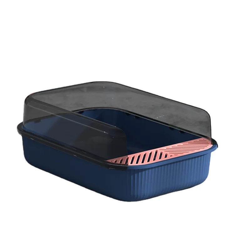 Large Capacity Cat Litter Box High-edge Semi-closed Sand Box for Cats Toilet Anti Splash Cleaning Cat Tray