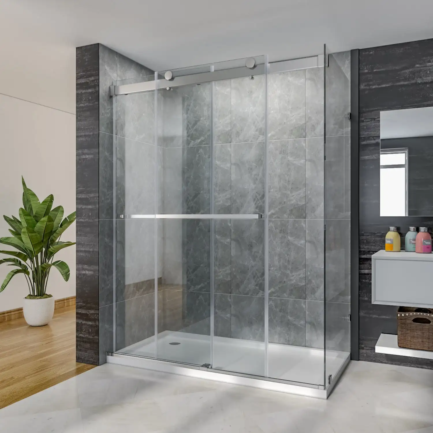 High Quality Hotel Villa Frameless Clear Tempered Sliding Glass Shower Door Shower Enclosure