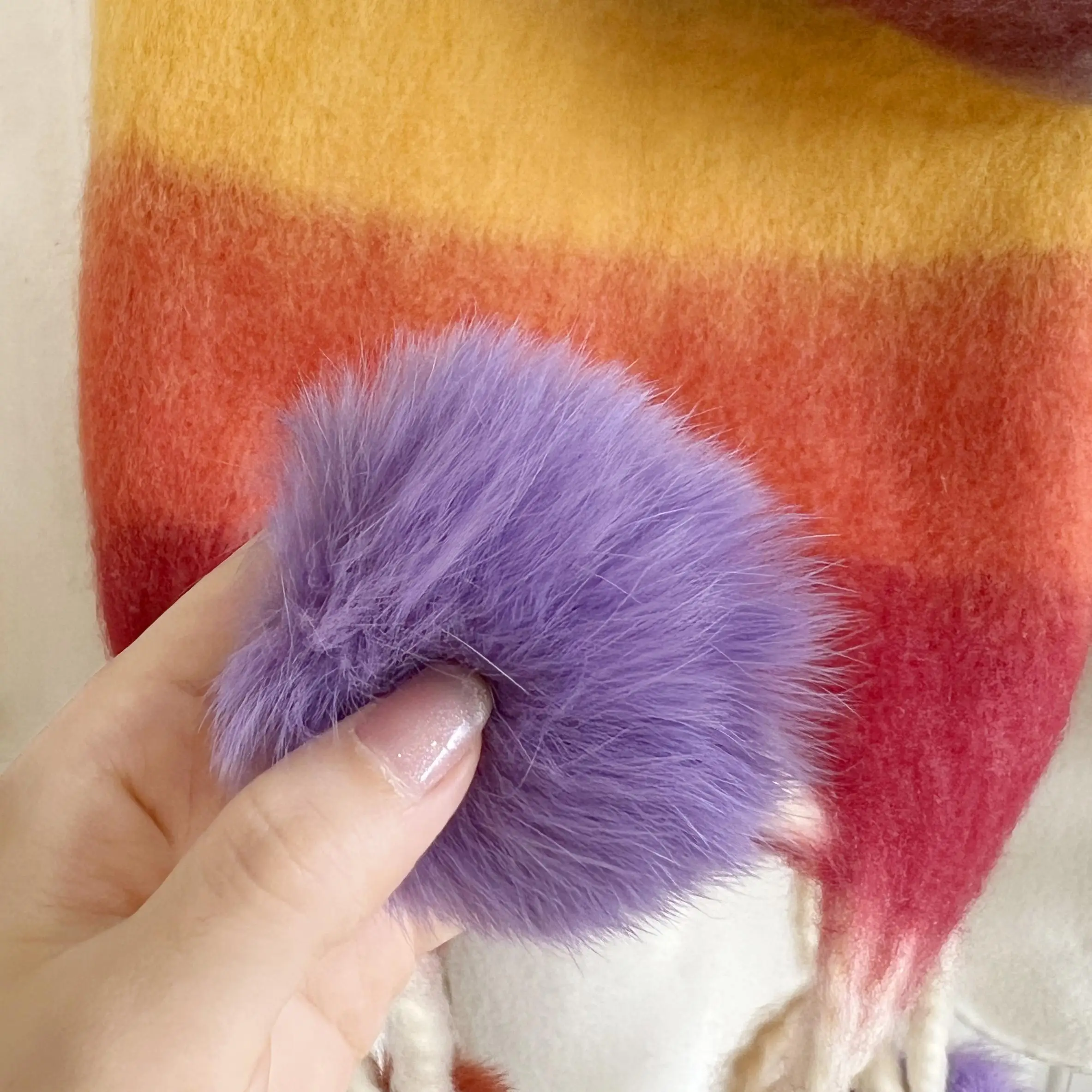 Высококачественный Модный Полосатый шарф с бахромой красочный мохеровый теплый женский декор для шеи