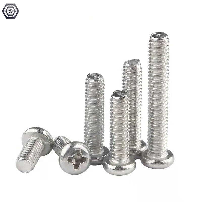 High Quality M3 M4 M5 M6 M8 Phillips Pan Head Machine Screws Metric Thread Round Head Bolts for Machinery