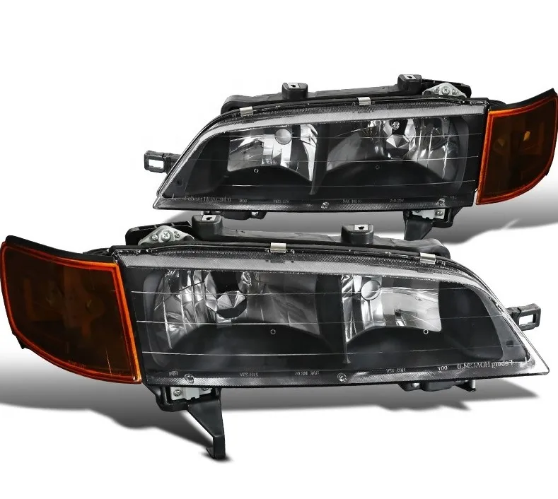 Black Headlights Auto Lighting Systems Headlamps Assembly LH+RH For Honda Accord 1994-1997 Headlight