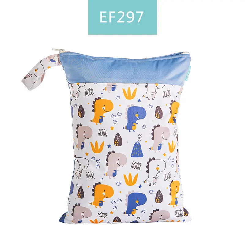 HappyFlute 1PC Reusable Waterproof Fashion Prints Wet Dry Diaper Bag Double Pocket Cloth Handle Wetbags 30*40CM Wholesale