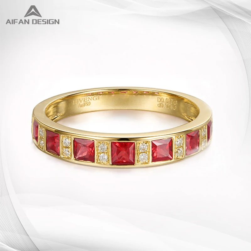 
Fashion design 14K gold simple and elegant diamond red sapphire ring 