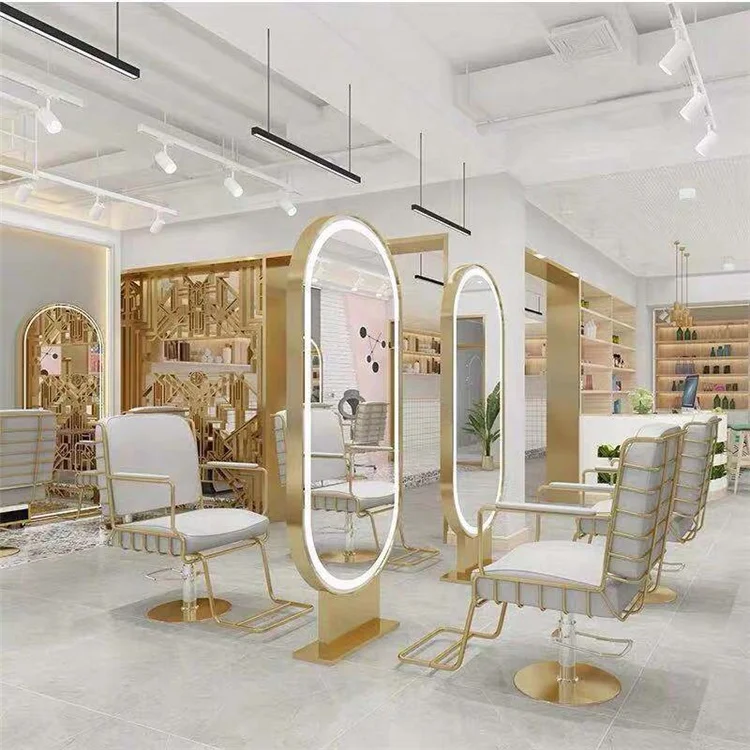 Siman Led Mirror Hair Salon Beauty Salon Hair Salon Studio Double Face Makeup Mirror with Lamp Double Face Desktop Mirror Round