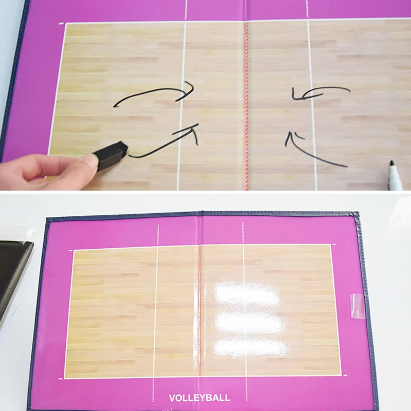 Factory Foldable Portable PU Leather Notebook Volleyball Magnetic Tactics Coach Boards With Pen