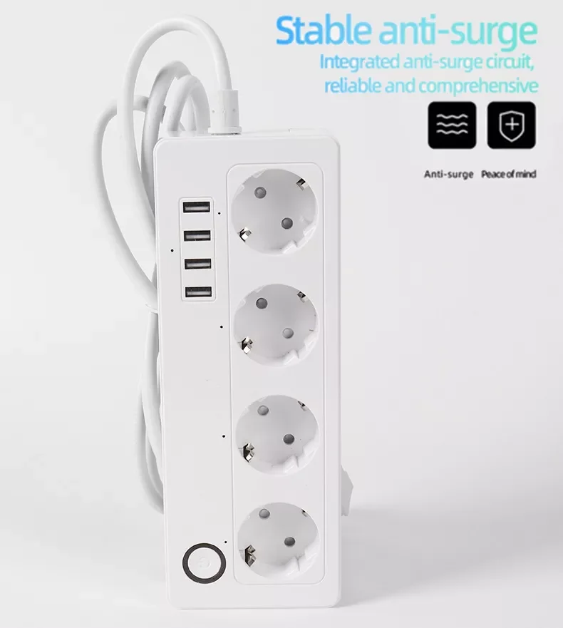 Tuya Wifi Wireless Remote Control Smart Power Strip EU Standard with Surge Protector App Monitor with USB Ports