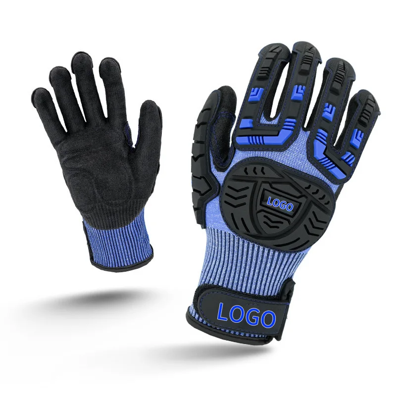 Custom Oil Field Impact Reducing Gloves Shock Proof Grippy Palm Safety Mechanic Work Gloves