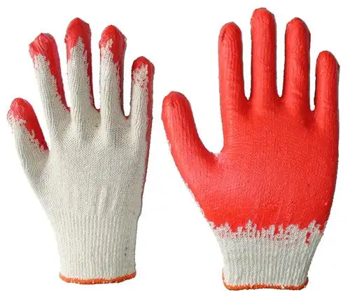 Хлопковые вязаные ракушки дешевые рабочие перчатки для работы гладкие резиновые ладони латексные рабочие перчатки