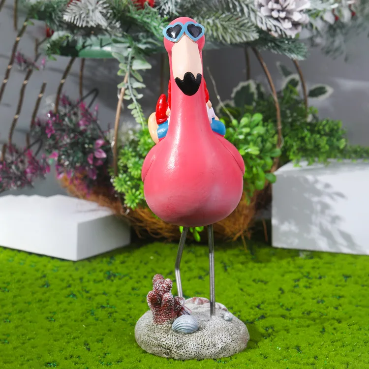 Accept Custom Flamingo Home Garden Living room Decoration Creative ornaments Resin Micro Landscape Dwarf Flamingo