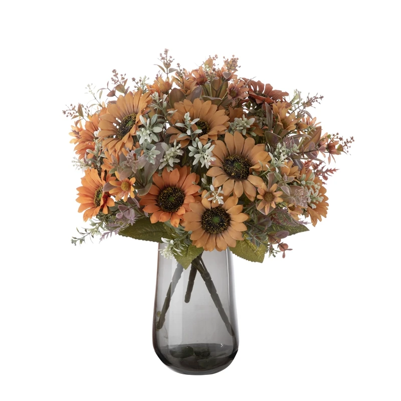 CL06001 Artificial Flower Bouquet Sunflower Chrysanthemum Gerbera Fall Party Home Decor Faux Flower Decorations
