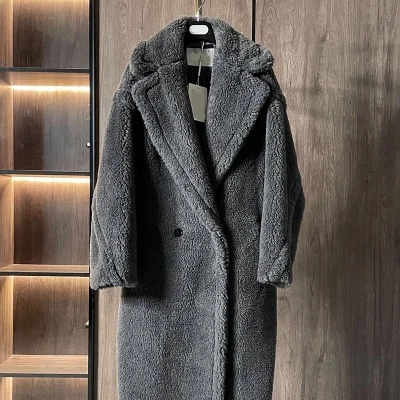 Высококачественное Женское шерстяное пальто, зимняя меховая куртка, женская теплая верхняя одежда, роскошное меховое пальто из овчины, плюшевое пальто