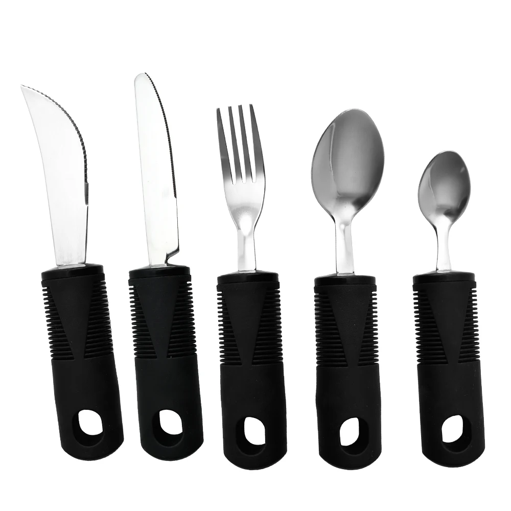 Adaptive Utensils for Elderly Silverware for Parkinsons Heavy Stainless Steel Spoon Fork Serrated Knife