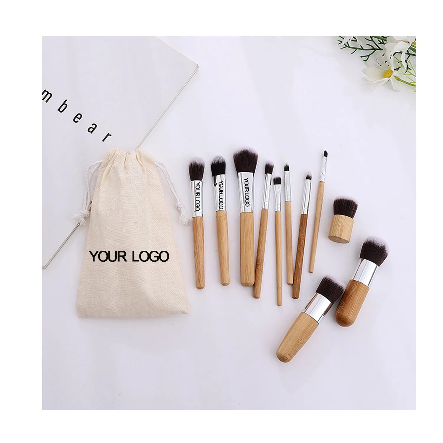 Bamboo professional Cosmetic Makeup Brushes 11pcs Makeup Brush Set Vegan with makeup brushes set Hypoallergenic