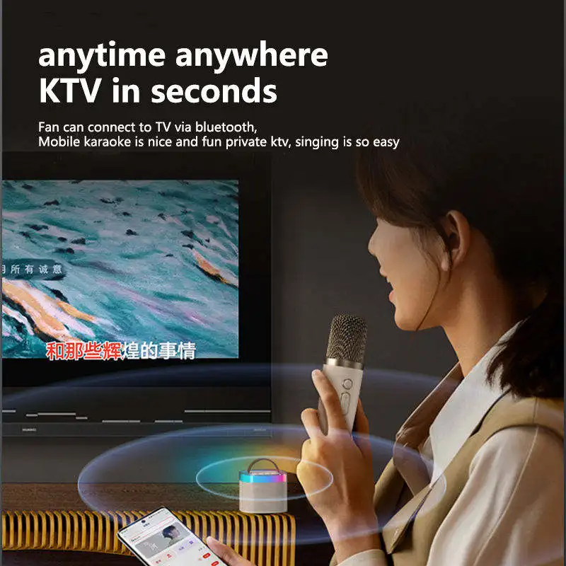 Оптовая продажа портативный RGB-динамик домашний кинотеатр KTV беспроводной стерео микрофон 2 4 г глубокий бас караоке-динамик