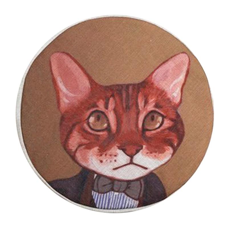 
Little Cat Cushion Oiling Painting Cat Decorative Sofa Pillow Floor Cushion Round Cushion Round Chair cover for living room 