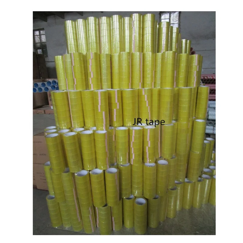 Super march offer factory low price yellowish transparent carton sealing box bopp sticky adhesive packing tape