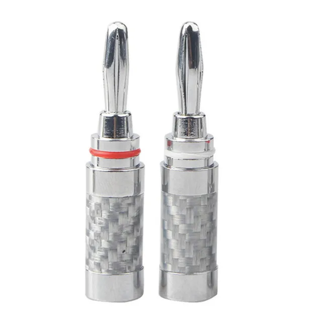 Rhodium Plated Banana Plug With Screw Connector Bananas Connectors Audio Jack Copper Carbon Fiber Soldering