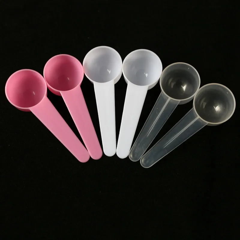 5g 10ml Plastic pp White clear pink Milk Powder Coffee Tea Mask Cream Round Spoon Dessert Salt Sugar Yogurt Long Handle