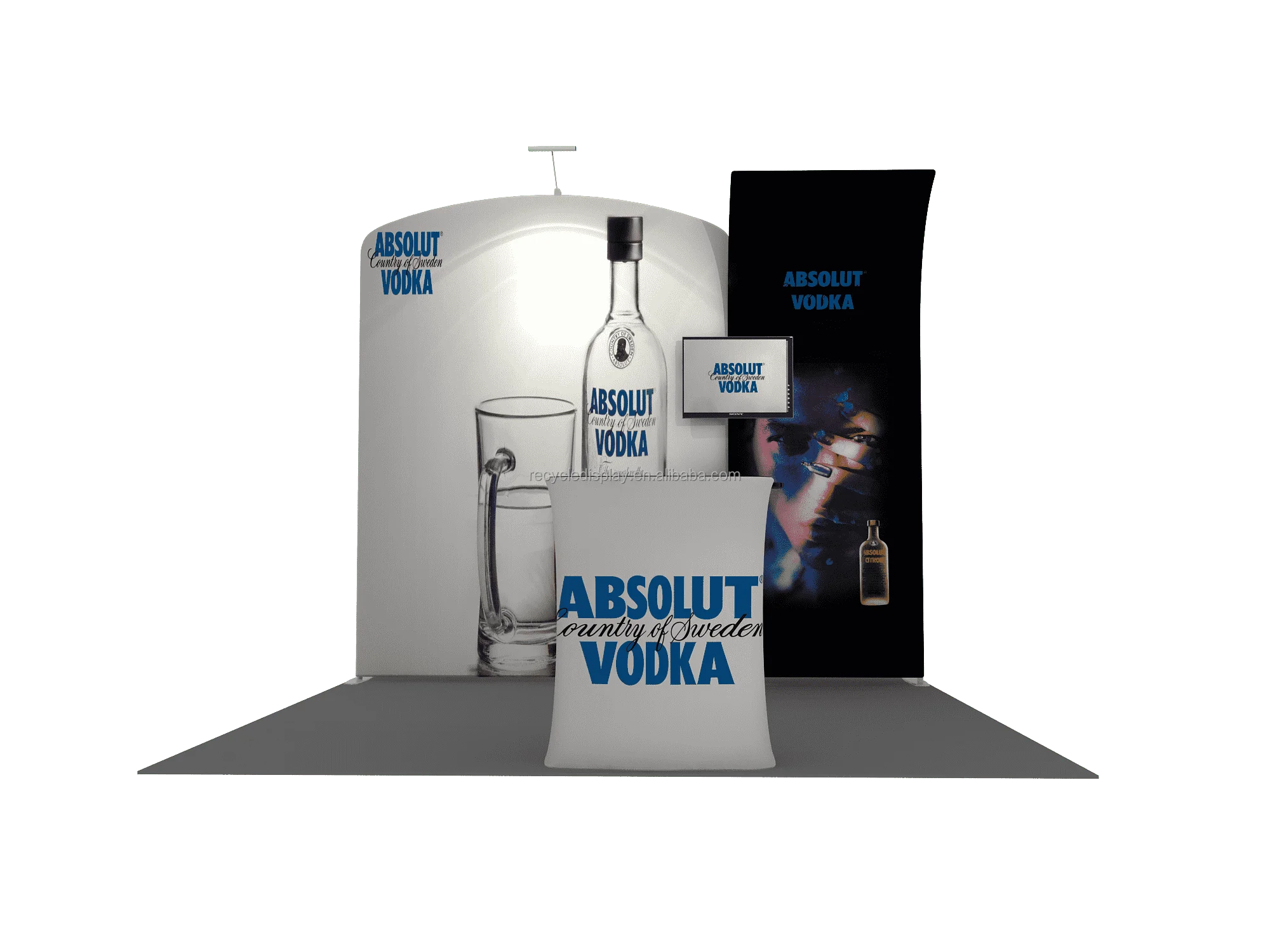 Expo Wall Tension Fabric Backdrop Stand Pop Up Display Design Slatwall Exhibition Booth Stand with light box For Trade Show