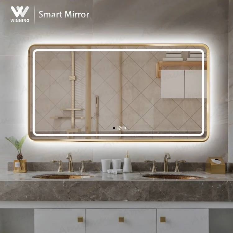 Выигрышный пользовательский размер большой прямоугольный умный светодио дный зеркало для ванной Tvsmart сенсорный экран переключатель с подогревом Бесконечность зеркала светодио дный