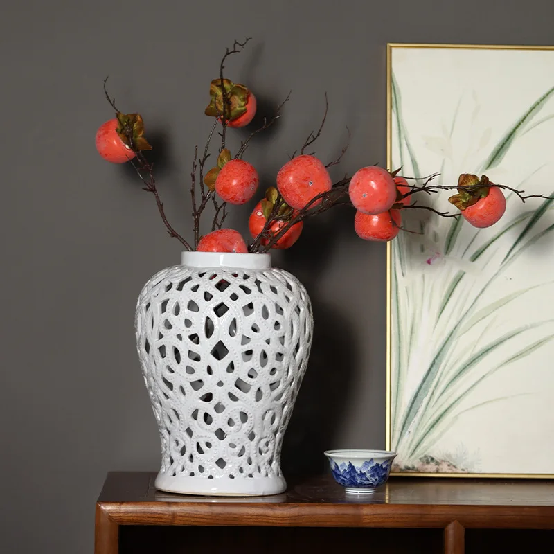 European Style Modern Model Room Soft Decorations Solid Color Hollow General Jar Sales Office Hallway Ornaments Vase