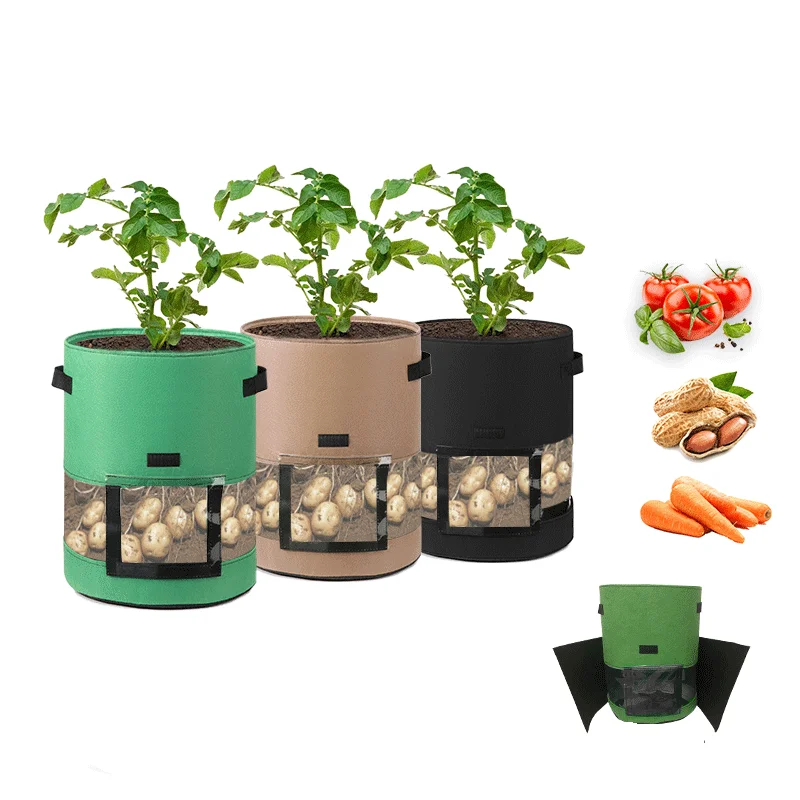 
Potato Grow Bags 360 Degree Transparent Observable Window Garden Planting Bag with Durable Handle 