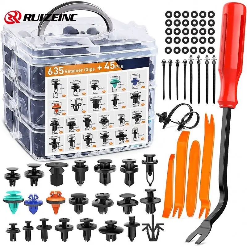 680PCS car plastic fastener clip suit mixed body push type fixed pin rivet snap