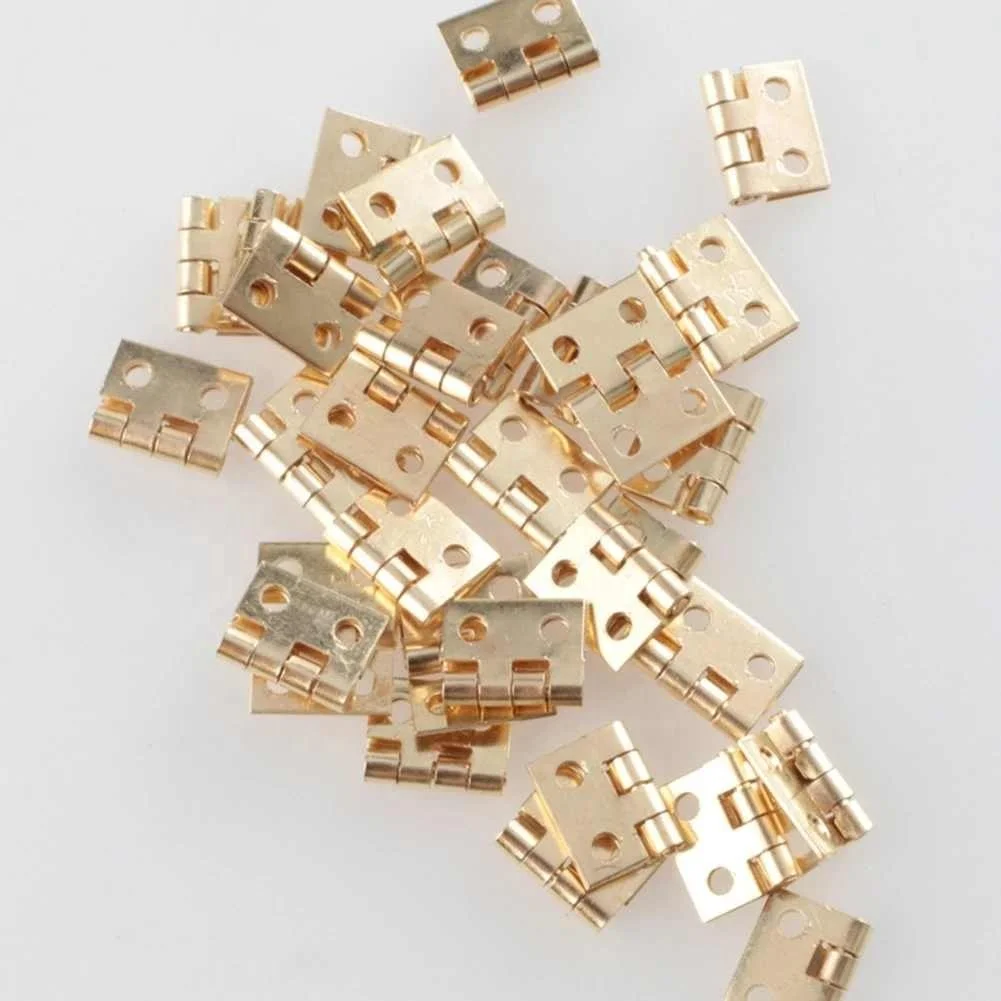 Mini Brass Hinge For Small Craft Door Box Gold 8*10mm Mini Metal Hinge House Miniature Cabine Dollhouse New Hinges