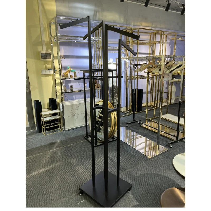 High Quality Small Display Stand Luxury Gold Clothing Rack To Display Products For Clothes