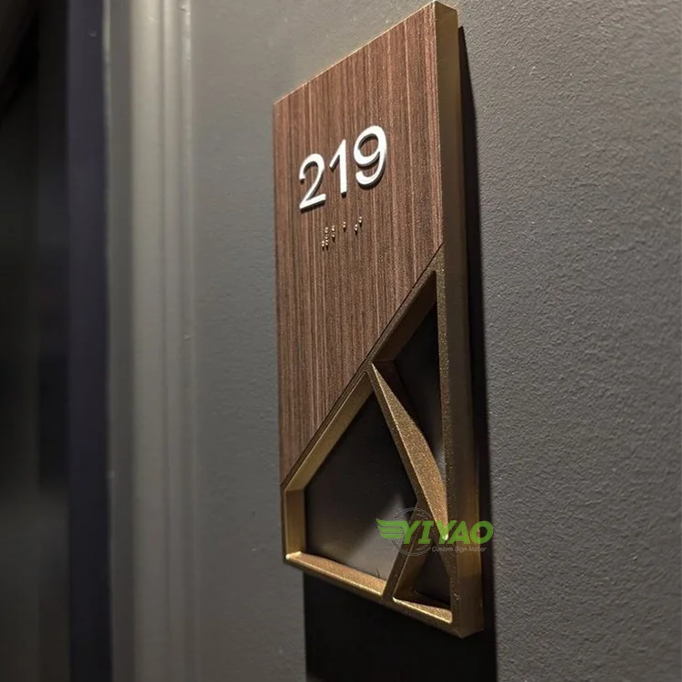 YIYAO oem door plate sign ada metal stainless steel hotel number signage