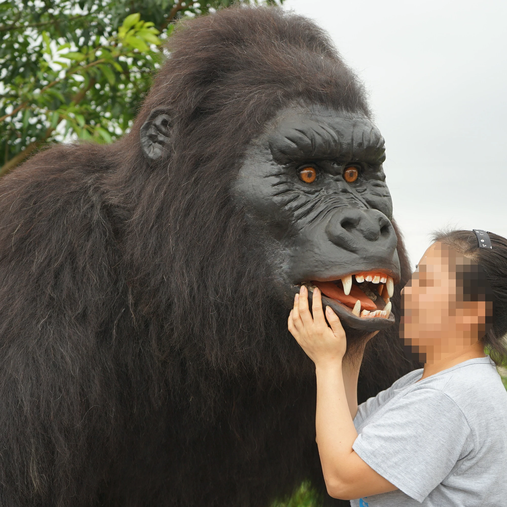 Gorilla Animatronic Statue Simulation King Kong Realistic Decoration Animals Sculpture Amusement Park Theme Park Statue Zoo