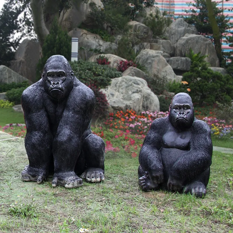 SE7ART Forest Park Resin Life Size Garden Statues Outdoor Decorations Large Outdoor Gorilla Sculptures
