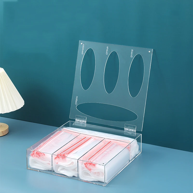 Acrylic Ziplock Bag Storage Organizer Clear Kitchen Drawer Baggie Box With Lids Food Storage Bag Holders